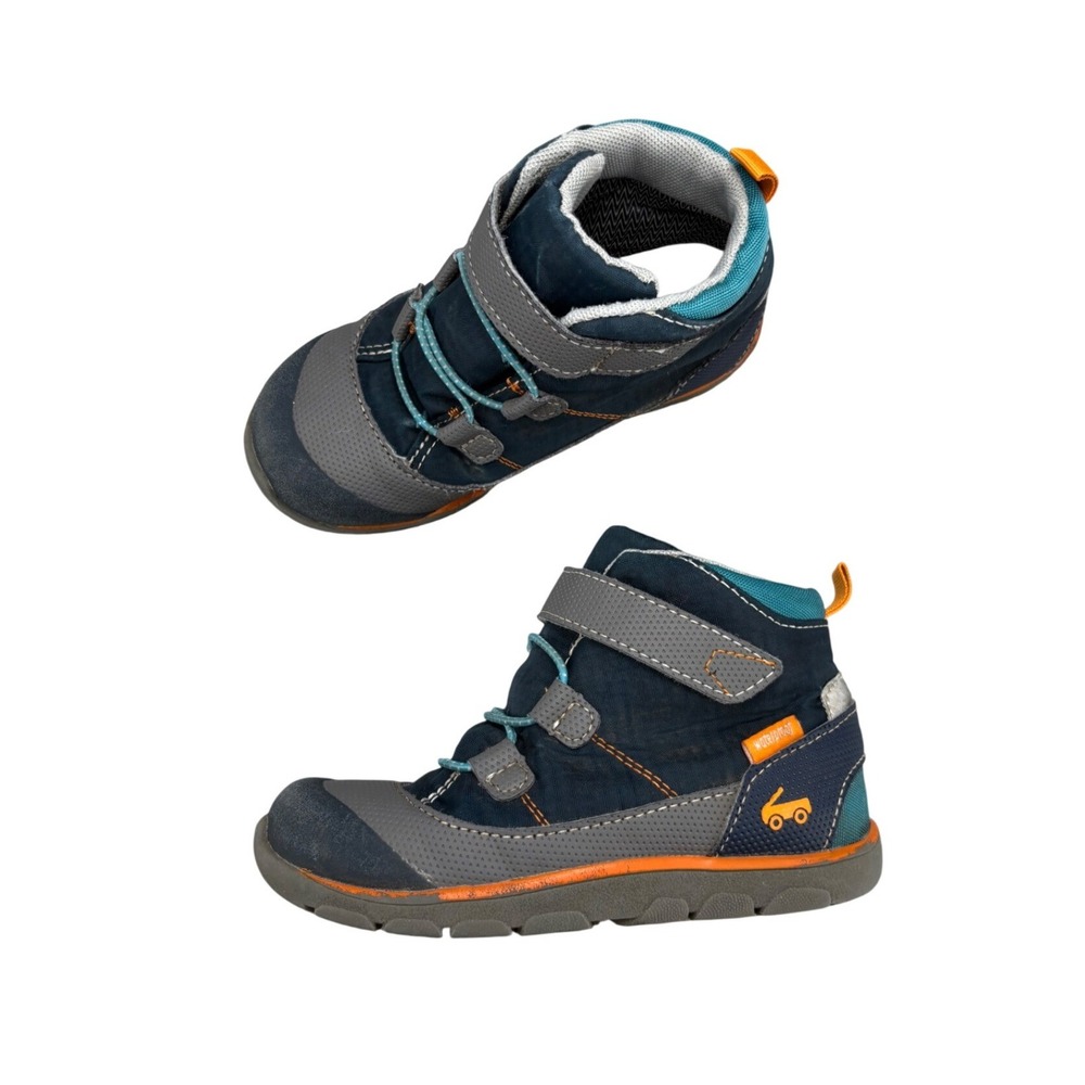 See Kai Run Sam II Waterproof Navy Blue Gray Orange Winter Boots Kids Size 11